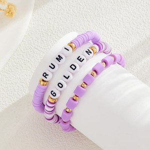 2024 Großhandel Maßgefertigte Polymer-Tonperlen Armband Schmuck Personalisiertes Namens-Buchstaben-Freundschaftsarmband für Frauen - Product Image 3