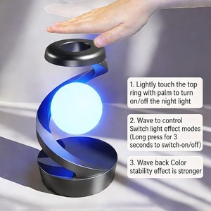 Lampada Notturna Creativa Rotante con Sfera Fluttuante, Caricatore Wireless, Lampada LED con Sensore di Movimento per Camera da Letto, Ufficio, Decorazione da Tavolo, Regalo - Product Image 4