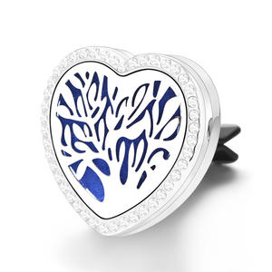 Heart Shape Essetial Oil <b>Car</b> Vent Clip Tree of Life Stainless Steel <b>Car</b> Air <b>Freshener</b> - Product Image 5
