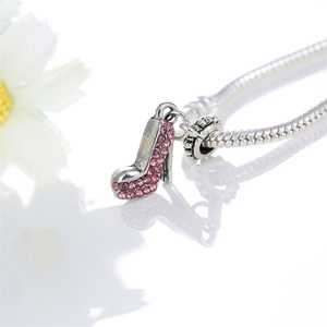 Công Chúa Màu Xanh pha lê cao gót Mặt dây chuyền Kim cương nạm hợp kim Vòng cổ mặt dây chuyền nữ tính Vòng tay trái tim chuỗi - Product Image 5