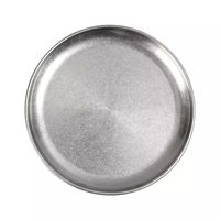 Assiettes de restaurant rondes en acier inoxydable de 14/17/20cm, style rétro plus ancien, avec chargeur circulaire