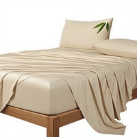 Sprei Deep Pocket Queen 100% Rayon Bambu 18-24 Inch Sejuk Lembut Halus Bernapas Set Sprei Motif Polos