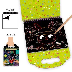 スクラッチ-木製スタイラスレインボーミニノートスクラッチマジックノートがセットされた動物アートノート - Product Image 5