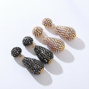 Meilleures boucles d'oreilles de luxe en forme de goutte d'eau, boucles d'oreilles pendantes en cristal de strass, bijoux en alliage plaqué or pour femmes, anniversaire - Product Image 1