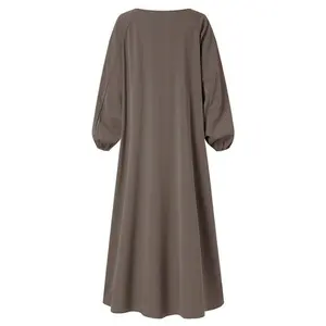 Loose Casual Solid Color Robe For Islamic Muslim Women Cashmere Cotton Dress Traditional Muslim Clothing Accessory