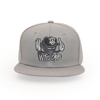 Topi Baseball 6 Panel Gaya Hip Hop Street Style Abu-abu dengan Logo Custom 2025, Bordir 3D, Pinggiran Rata, Snapback