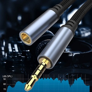 Câble <span class=keywords><strong>audio</strong></span> auxiliaire personnalisé 3,5 mm plaqué or TRRS mâle-femelle avec blindage tressé <span class=keywords><strong>pour</strong></span> ordinateur, autoradio et haut-parleur - Product Image 4