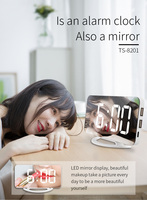 Reloj despertador digital inteligente electrónico auto fotosensible con carga USB LED y espejo para mesita de noche