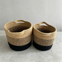 Panier de rangement en tissu tressé à la main, moderne, luxueux, écologique, avec poignées, couleur personnalisée, taille sur mesure, design multifonctionnel pour