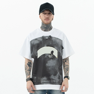 Oversized Men's T-Shirts 100% Cotton Custom Front Logo Digital Printing O-Neck Casual Style Short Sleeve Breathable Regular - Product Image 3