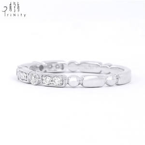 แหวนเพชรแท้คุณภาพสูงแบบซ้อนได้ ดีไซน์สวยงาม วัสดุทองคำขาว 18K แท้ สำหรับเป็นของขวัญผู้หญิง - Product Image 2