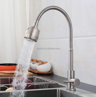 Robinet de cuisine moderne en acier inoxydable 304 à poignée unique, eau froide/chaude, avec tuyau universel, sans plomb, finition brossée, cartouche céramique