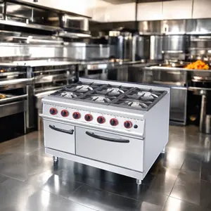 Linkrich JUS-RQ-6新モデルレストラン天然ガスストーブバーナー調理器オーブン付き屋外用高品質ステンレス鋼