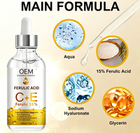 Sérum visage anti-rides et anti-âge à 15 % de vitamine E + acide férulique, complexe de soin de la peau à l'acide ascorbique