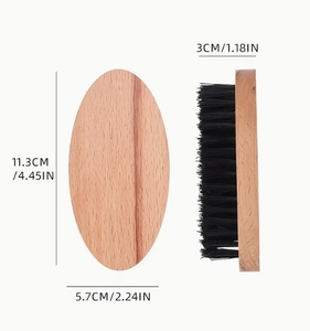 Brosse à barbe véganisme en nylon manche en bois outil de nettoyage à poils doux pour hommes brosse à décolorer pour tondeuses à cheveux - Product Image 5