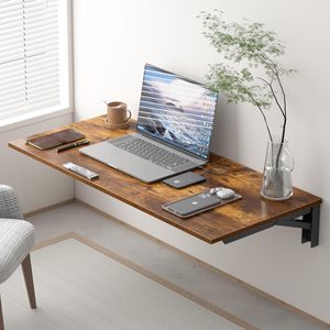 Bureau pliant mural brun rustique robuste de 36 "X 20": une <span class=keywords><strong>table</strong></span> de travail compacte pour la maison, la cuisine, <span class=keywords><strong>le</strong></span> salon et les petits espaces - Product Image 5