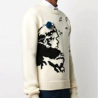 Benutzerdefiniertes LOGO OEM Mohair-Pullover Jacquard-Strickware Rundhals-Strickpullover Winter Casual Streetwear Gestrickter Mohair-Pullover für Herren