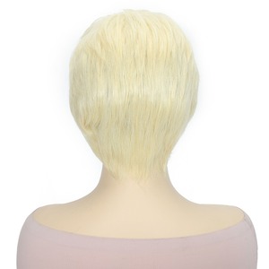Perruque <span class=keywords><strong>courte</strong></span> 100 % cheveux humains naturels, fabriquée à la machine, sans lacet, 4 pouces, mélange blond 613, noir et blanc, pour femmes, <span class=keywords><strong>coiffure</strong></span> sans frange - Product Image 6
