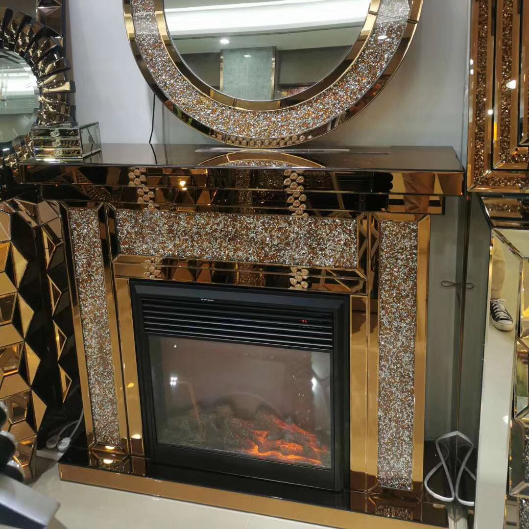 Sparkling Rose Gold Glass Mirrored Furniture Console Table Sparkling Rose Gold Glass Mirrored Furniture Console Table
