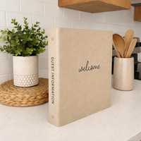 Porte-documents en cuir personnalisé avec logo pour Airbnb, format A4 A5, pour bienvenue à la maison, pour la famille, organiseur de documents, planificateur, classeur à 4 ou 3 anneaux