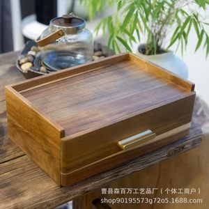 Wooden <b>Tea</b> Bag Storage Drawer <b>Tea</b> <b>Box</b> Rectangle Tabletop Mount Solid Color Organizers For <b>Tea</b> And Teaware - Product Image 4