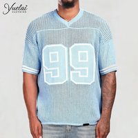 Dongguan Apparel Co. Pull en maille à col en V pour homme, personnalisé avec logo OEM, manches courtes, coupe oversize, style jersey tricoté, chemise au crochet pour homme