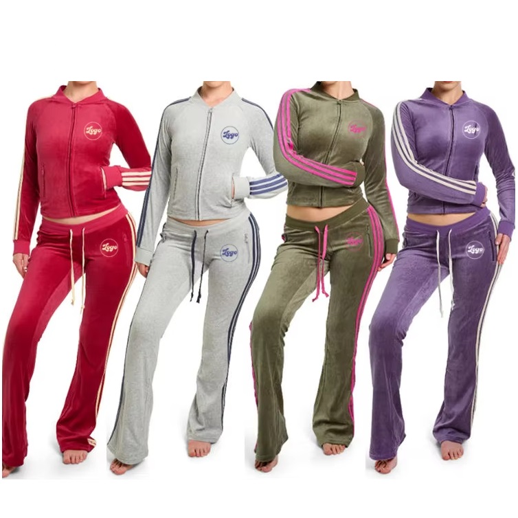 Buy In Bulk Orange Velour Tracksuits Velour Material For Comfort