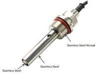 Sonde filetée en acier inoxydable PT1000 de marque R-Z, précision 0,1, conductivité industrielle 0~20µs/cm, température 0~100°C, en ligne