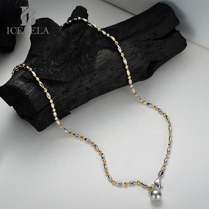 ICEBELA fabricante <span class=keywords><strong>Funky</strong></span> 38cm temperamento S925 plata esterlina 18K oro rodio a juego cuenta colgante collar mujeres - Product Image 1