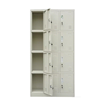 Armoire de rangement moderne en acier à 12 portes pour la maison, la chambre, l'hôtel, le mobilier de garde-robe, l'école, le mobilier élégant en acier pour salle de sport scolaire