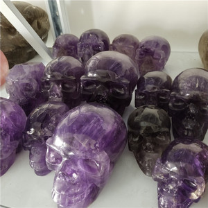 Di alta qualità intagliato a mano naturale di cristallo di quarzo ametista lucido intaglio teschi per la vendita - Product Image 2