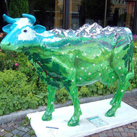 Patung Sapi Jantan Fiberglass Dekorasi Pintu Toko Ukuran Asli Patung Sapi Jantan dari Resin Poli