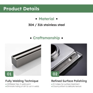 Desagüe de suelo cuadrado Watermark SS304 con <span class=keywords><strong>rejilla</strong></span> de inserción <span class=keywords><strong>para</strong></span> azulejos, filtro cepillado <span class=keywords><strong>para</strong></span> baño y ducha - Product Image 2