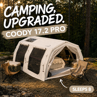 Tente gonflable de luxe Coody 17.2 Familia Pro Air - Beige, grande tente de camping gonflable d'extérieur, tente gonflable durable pour les voyages