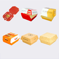 Caja de Papel Kraft Desechable Personalizada para Hamburguesas, Caja de Embalaje para Hamburguesas con Recubrimiento UV para Alimentos, para Restaurantes de Comida Rápida