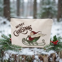 Pochette de voyage en toile de coton naturel avec fermeture éclair et poignée, personnalisable avec logo, pour papeterie, cosmétiques et maquillage