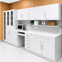 Meubles de laboratoire modernes en acier, banc de travail de laboratoire avec armoires suspendues, armoires de rangement et unités à tiroirs, mobilier de laboratoire sur mesure