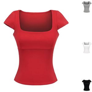 Combinaison T-shirt moulante en polyester à col carré pour femme – Collection été - Product Image 1