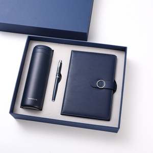Dark Blue Modern Art Stainless Steel Business Gift Box Lock Cup <b>Notebook</b> <b>Set</b> Thermos Annual Meeting Gift Silk Screen Printed - Product Image 1