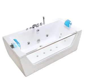 热亚克力室内独立式瀑布漩涡水疗浴缸按摩热水浴缸游泳池，带电脑遥控器