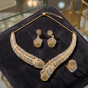 Wholesale Multi Tone Filled Turkey <b>Necklaces</b>, Fashion Jewelry, Modern 3 Tone Plated Short <b>Necklaces</b>, Brass Tri Color Jewelry Set - Product Image 2