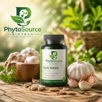 Poudre d'extrait d'ail Allicine 5% Inodore Allium Sativum Extrait végétal sans solvant Qualité alimentaire Complément Matière première Bouteille