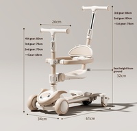 Trottinette auto-équilibrante 3 roues YUNTU 8-en-1 en aluminium avec siège ; Jouet à pousser pour garçons et filles de 3 à 6 ans