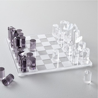 Jeu d'échecs en acrylique transparent SHP avec pièces abstraites modernes, plateau transparent pour la décoration de la maison, l'affichage au bureau, emballage cadeau