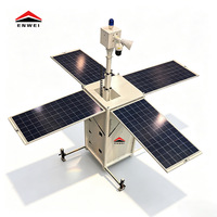 Unidad Móvil Compacta en Forma de Torre Cúbica con Paneles Solares, Diseño Personalizado, Caja PTZ para Seguridad en Sitios Aislados