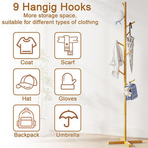 <span class=keywords><strong>Porte</strong></span>-<span class=keywords><strong>manteau</strong></span> en bambou sur pied, 9 crochets, hauteur réglable, pour enfants et adultes, entrée, <span class=keywords><strong>chambre</strong></span>, bureau - Product Image 3