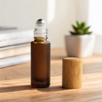 Bouchons en bois filetés et compte-gouttes pour cosmétiques et parfums – Design élégant pour salons de beauté, salles de bain, studios et flacons roll-on