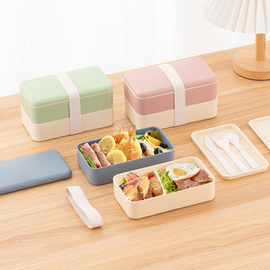 Bencircle A07 Compact Heated Microwavable Dual-Tier BPA Free Eco-Friendly Food Grade Plastic <b>Lunch</b> <b>Box</b> with Leakproof Lid - Product Image 3