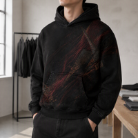 Sweat à capuche noir Original Oxblood Threadfall, motif abstrait, style streetwear sombre, pour le printemps, vente en gros ODM, vêtements personnalisés, respirant