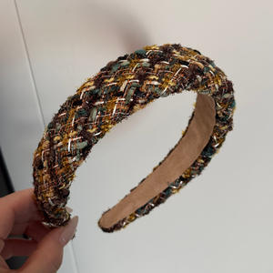 Bandeau en velours uni brun, style simple, rembourrage épais en mousse, large bandeau pour cheveux, accessoires pour cheveux féminins - Product Image 2